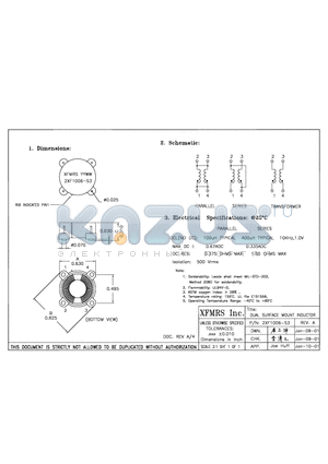 2XF1006-S3 datasheet - DUAL SURFACE MOUNT INDUCTOR