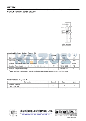 BZX79C110 datasheet - SILICON PLANAR ZENER DIODES