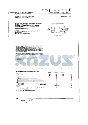 2N6703 datasheet - High-Current silicon NPN Versawatt Transistors