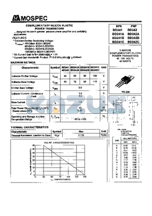 BD241A datasheet - POWER TRANSISTORS(3A,40W)