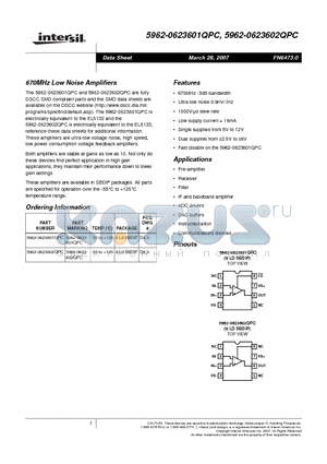 5962-0623601QPC datasheet - 670MHz Low Noise Amplifiers