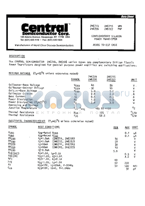 2N6714 datasheet - COMPLEMENTARY SILICON POWER TRANSISTOR