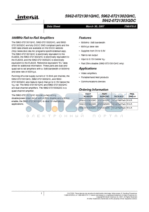 5962-0721302QHC datasheet - 500MHz Rail-to-Rail Amplifiers