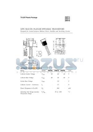 2N6716 datasheet - NPN SILICON PLANAR EPITAXIAL TRANSISTORS