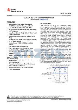 5962-1124201VFA datasheet - CLASS V 2x2 LVDS CROSSPOINT SWITCH
