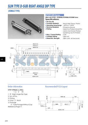 070913FR datasheet - SLIM TYPE D-SUB RIGHT ANGLE DIP TYPE