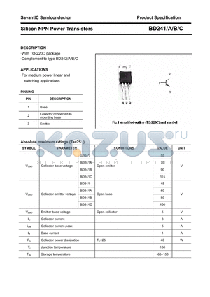 BD241C datasheet - Silicon NPN Power Transistors