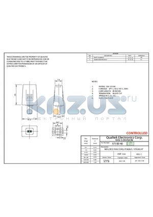 07100-40 datasheet - MOLDED FAN CORD, FEMALE, STRAIGHT