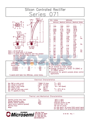 07104GOA datasheet - SILICON CONTROLLED RECTIFIER