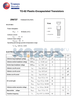 2N6727 datasheet - Plastic-Encapsulated Transistors