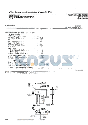 2N6727 datasheet - SI PNP POWER BJT