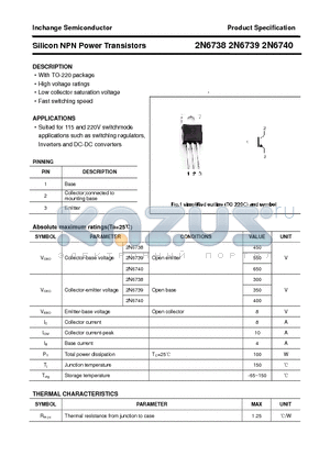 2N6739 datasheet - Silicon NPN Power Transistors