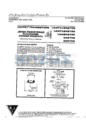 2N6756 datasheet - HEXFET TRANSISTORS