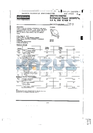 2N6760 datasheet - N-Channel Power MOSFETs, 5.5A, 350V/400V