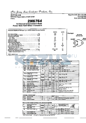 2N6764 datasheet - N-CHANNEL ENHANCEMENT-MODE
