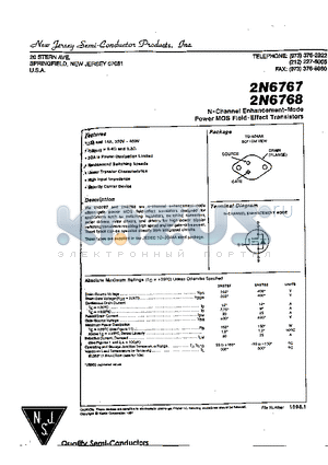 2N6767 datasheet - N-CHANNEL ENHANCEMENT-MODE