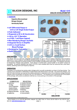 1210J-100 datasheet - ANALOG ACCELEROMETER