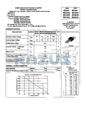 BD243A datasheet - COMPLEMENTARY SILICON PLASTIC POWER TRANSISTORS