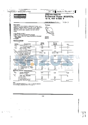 2N6769 datasheet - N-Channel Power MOSFETs, 12A, 450V/500V