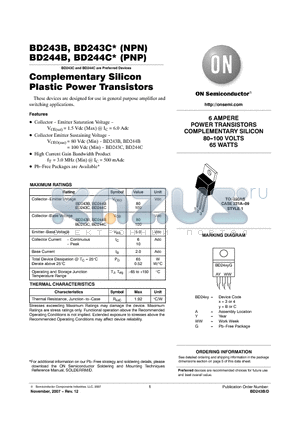 BD243B datasheet - Complementary Silicon Plastic Power Transistors