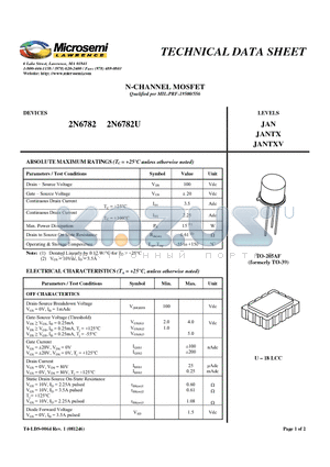2N6782 datasheet - N-CHANNEL MOSFET