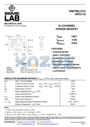 2N6782LCC4 datasheet - NCHANNEL POWER MOSFET