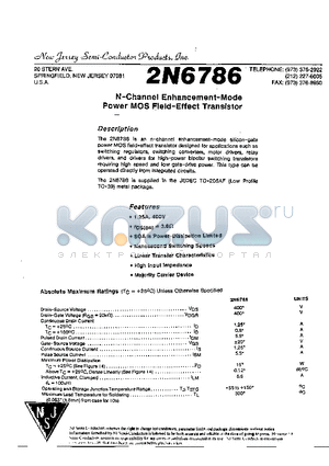 2N6786 datasheet - N-CHANNEL ENHANCEMENTE-MODE