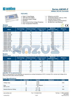AM30E-Z_13 datasheet - 30Watt | DC-DC Converter