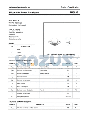 2N6836 datasheet - Silicon NPN Power Transistors