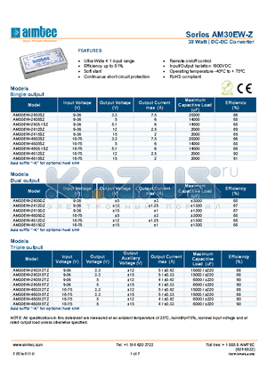 AM30EW-Z_13 datasheet - 30 Watt | DC-DC Converter