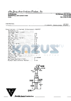 2N6845 datasheet - P-CHANNEL ENHANCEMENT MOSFET