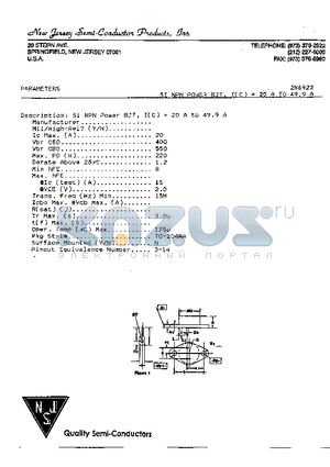 2N6922 datasheet - SI NPN POWER BJT