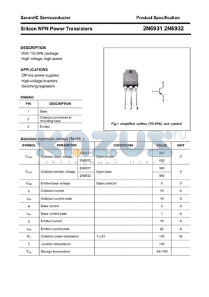 2N6931 datasheet - Silicon NPN Power Transistors