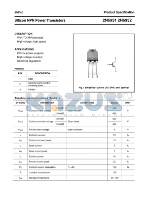 2N6932 datasheet - Silicon NPN Power Transistors