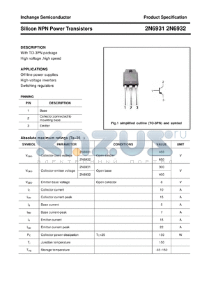 2N6932 datasheet - Silicon NPN Power Transistors