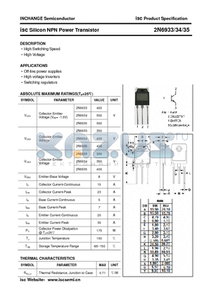 2N6933 datasheet - isc Silicon NPN Power Transistor