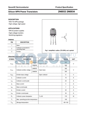 2N6934 datasheet - Silicon NPN Power Transistors