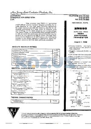 2N695 datasheet - ULTRA HIGH - SPEED MESA SWITCHING TRANSISTOR