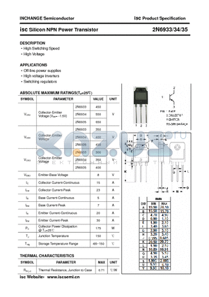 2N6934 datasheet - isc Silicon NPN Power Transistor