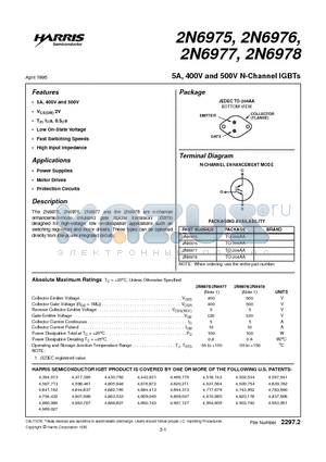 2N6978 datasheet - 5A, 400V and 500V N-Channel IGBTs