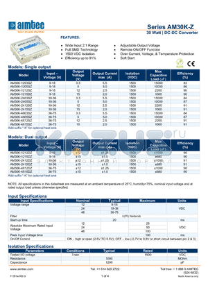 AM30K-Z_13 datasheet - 30 Watt | DC-DC Converter