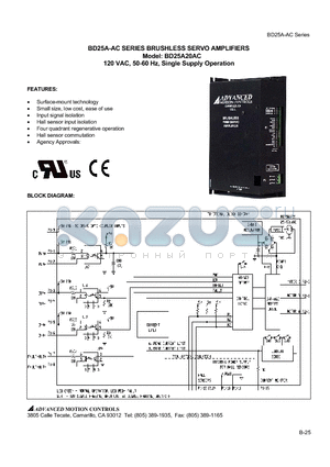 BD25A20IX datasheet - BRUSHLESS SERVO AMPLIFIERS