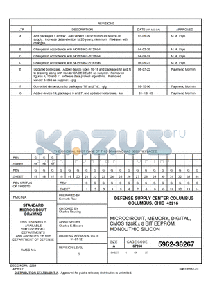 5962-3826705QTQ datasheet - MICROCIRCUIT, MEMORY, DIGITAL, CMOS 128K x 8 BIT EEPROM, MONOLITHIC SILICON