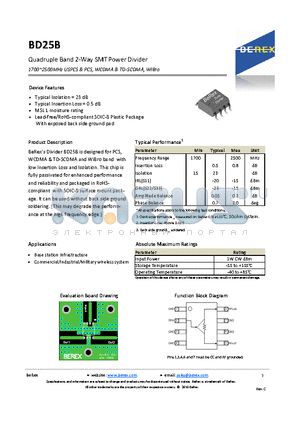 BD25B datasheet - Quadruple Band 2-Way SMT Power Divider