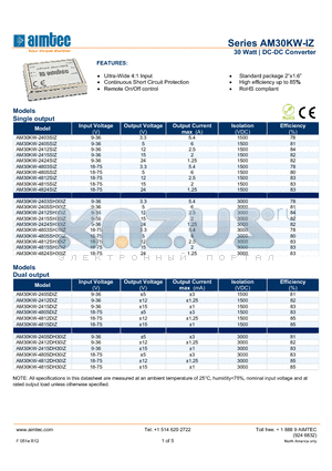 AM30KW-IZ_13 datasheet - 30 Watt | DC-DC Converter
