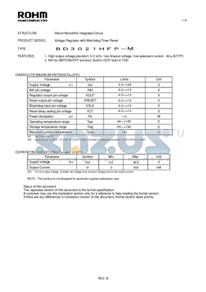 BD3021HFP-M datasheet - Voltage Regulator with Watchdog Timer Reset