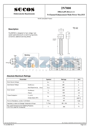 2N7000 datasheet - N-Channel Enhancement Mode Power Mos.FET