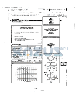 BD311 datasheet - 10 AMPERE COMPLEMENTARY SILICON POWER TRANSISTORS