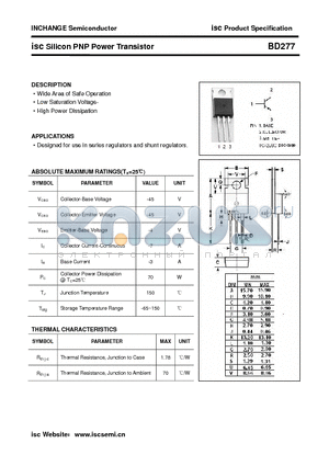 BD277 datasheet - isc Silicon PNP Power Transistor