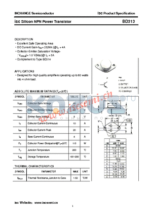 BD313 datasheet - isc Silicon NPN Power Transistor